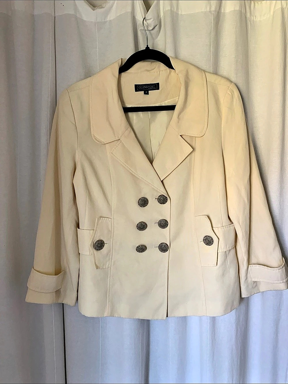 Glensport Collection Double Breasted Cream Jacket Size 8